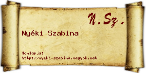 Nyéki Szabina névjegykártya